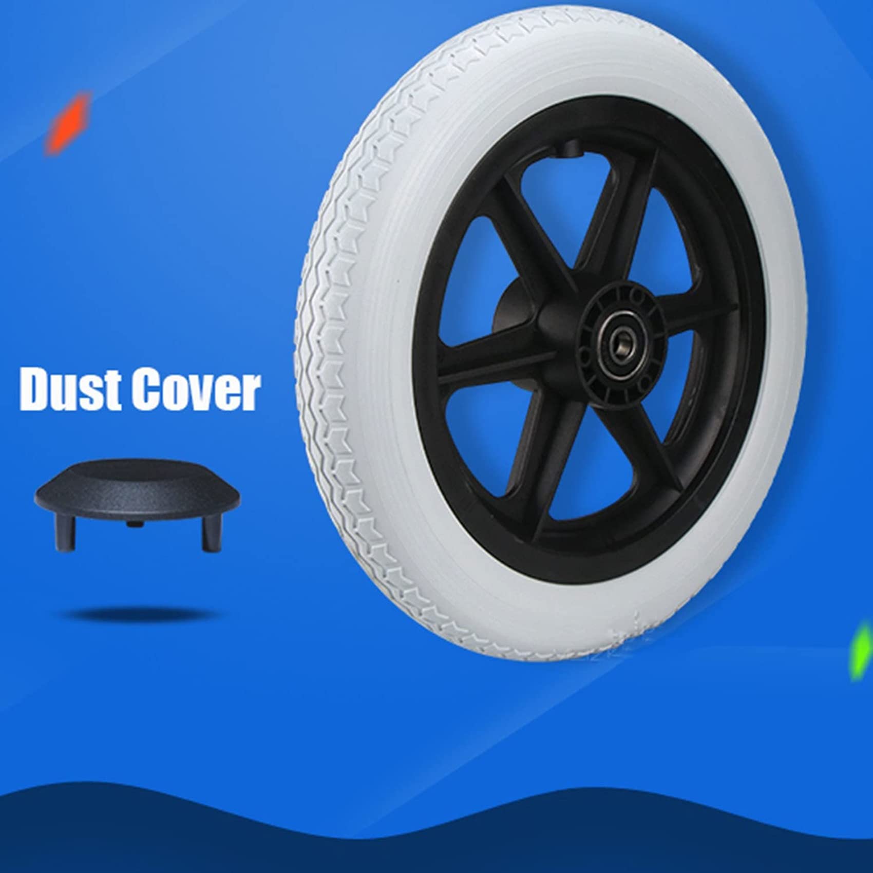 NLAVW 2 uds Rueda Trasera para Silla de Ruedas de 12 Pulgadas, Ruedas para Silla de Ruedas no inflables y a Prueba de pinchazos, Ruedas Grises rodamientos Fuertes