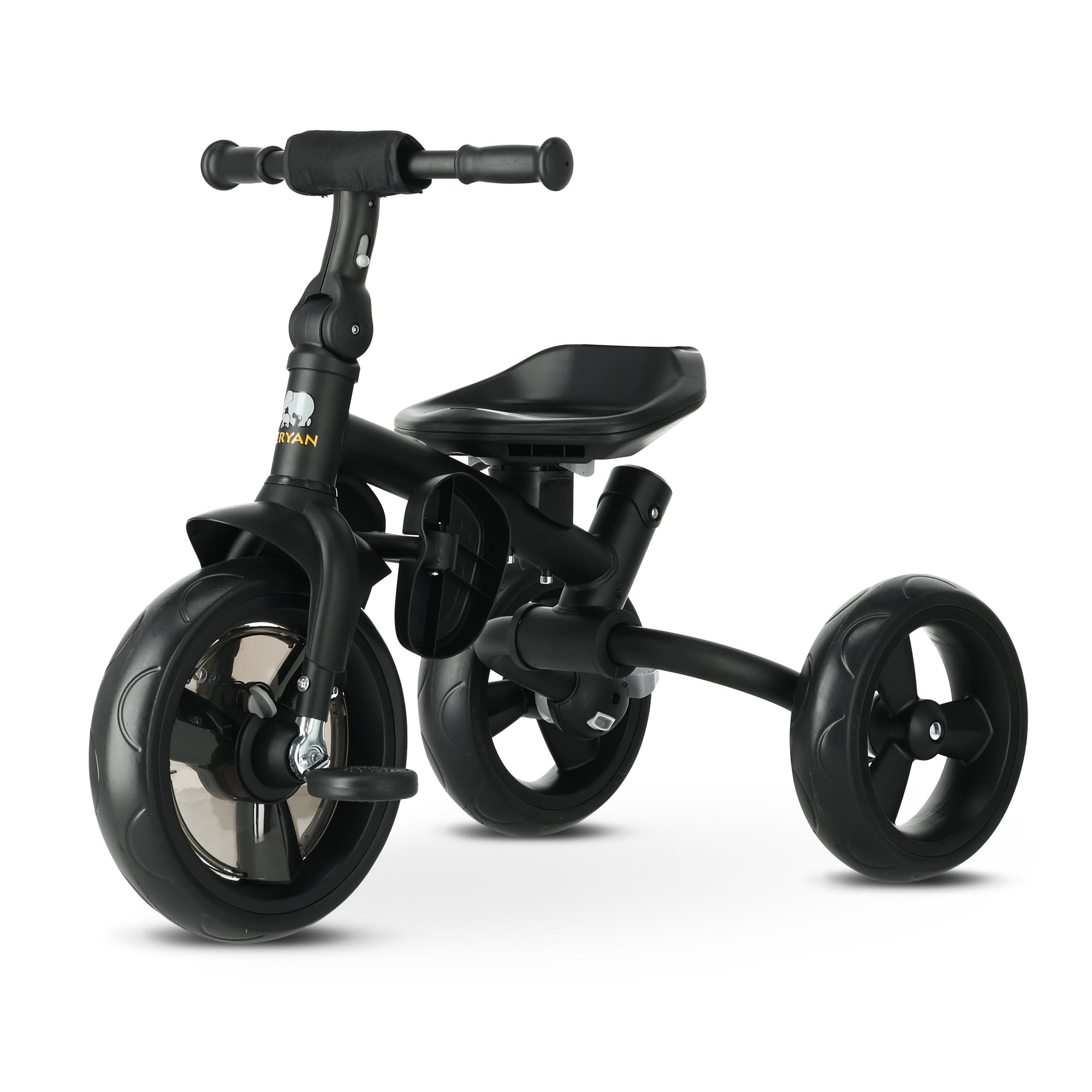 Deryan Explorer Triciclo da 9 Mesi fino a 25 kg – Triciclo per Bambini con Maniglione di Spinta – Sedile Girevole – Tettuccio Estensibile con Protezione Solare – Nero