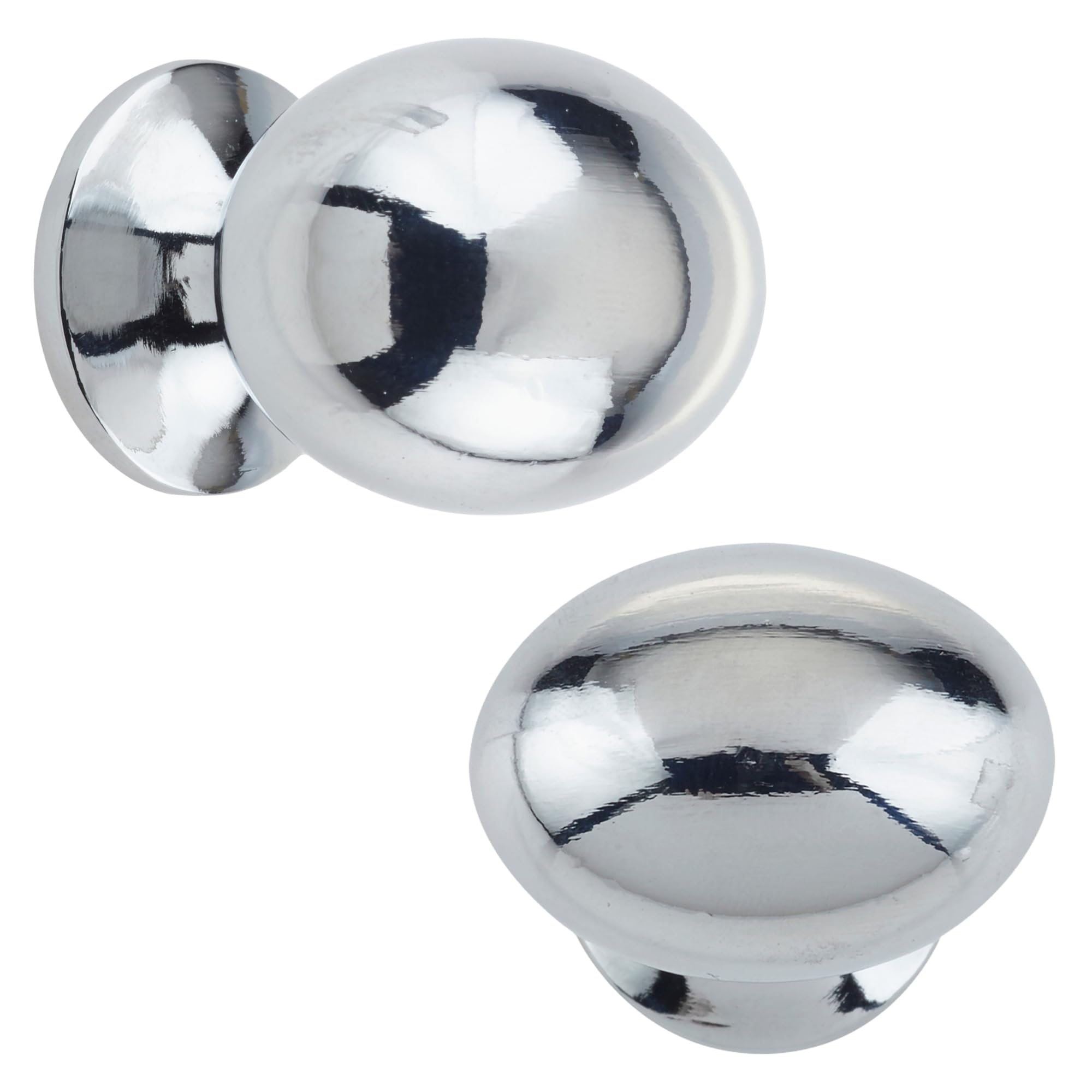 Keypak Polished Chrome 10 Pack Oval Metal Door Knobs 30Mm - Contemporary Cabinet Door Knob Handles For Kitchen Cabinets, Wardrobes, Cupboards, Furniture & Diy Renovations (Polished Chrome)