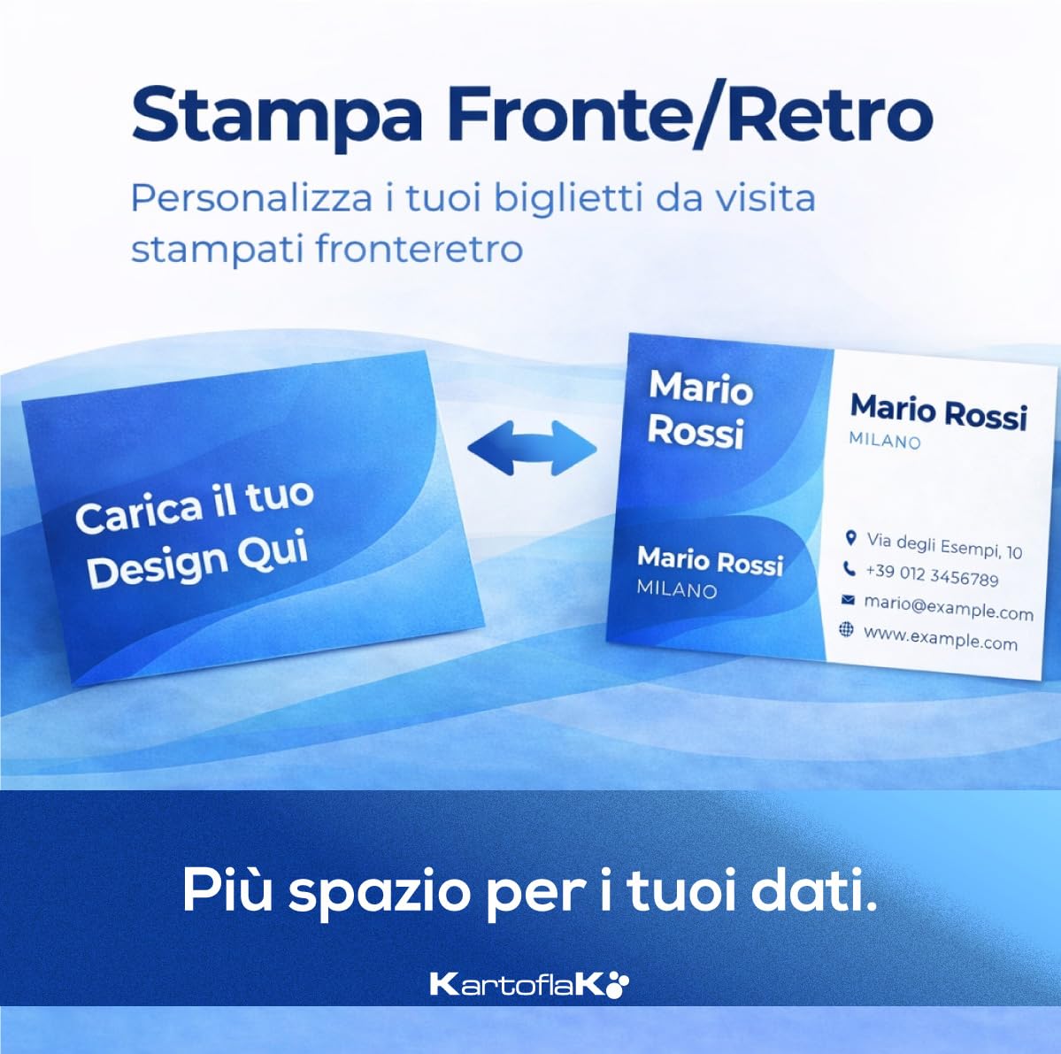 Biglietti da Visita Personalizzati 85x55 mm Stampa Fronte Retro Logo QR Code Carta Opaca Premium 250 Pezzi
