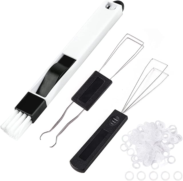 BTNOW 4Pcs Keyboard Puller Keycap Remover Tool and Keyboard Cleaning Brush for Mechanical Keyboard Clean, Fixing and 100 Pieces Rubber Rings Seal O-ring Rubber Keyboard Dampeners for Cherry MX Switch