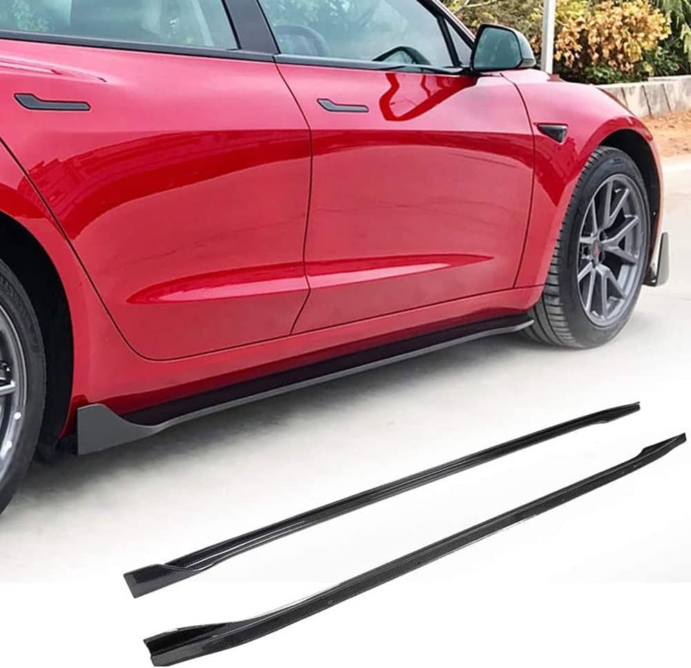 Carbon Fiber Side Skirts for Tesla Model 3 Sedan 2016-2022 Rocker Panels Side Trim Spoiler Side Skirt Extensions Factory Outlet (Carbon Fiber Black)