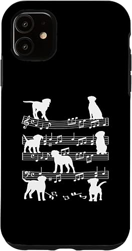 iPhone 11 Músico Perro Jugando en Notas Musicales Amante de la Música Piano Case