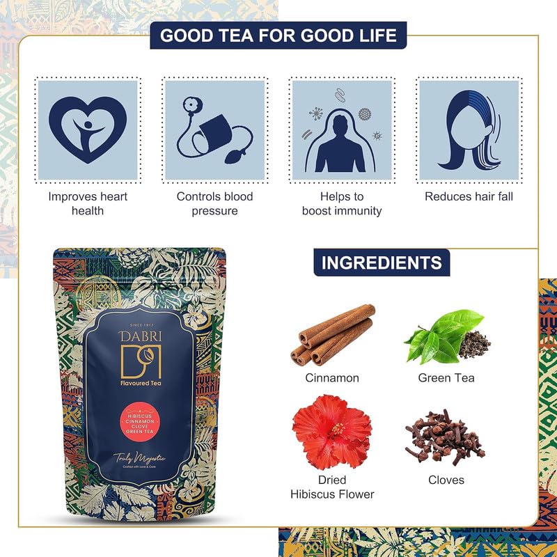 Image of Hibiscus Green Tea 100g With Mystical 7 Flavour Teabags (21 Bags) Combo pack| Premium LooseLeaf Blend with Cinnamon, Clove & Green Tea| Pure Natural Hibiscus Tea leaves| Supports Weight,Hair Regrowth
