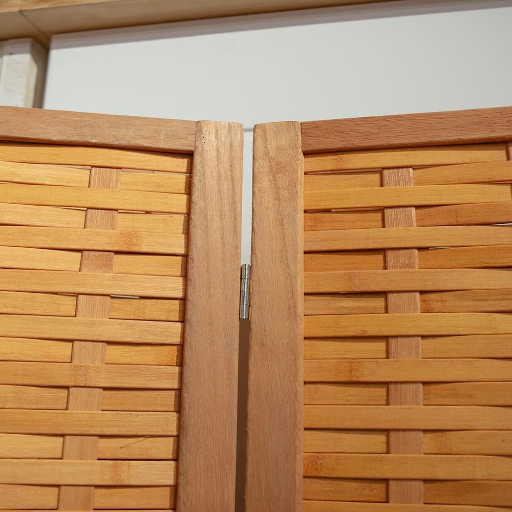 EME Biombo Rústico con 4 Paneles 180x180 cm Separador de Estancias y Ambientes Fabricado de Madera - Biombo con Estructura Plegable. Ideal para Decoración.