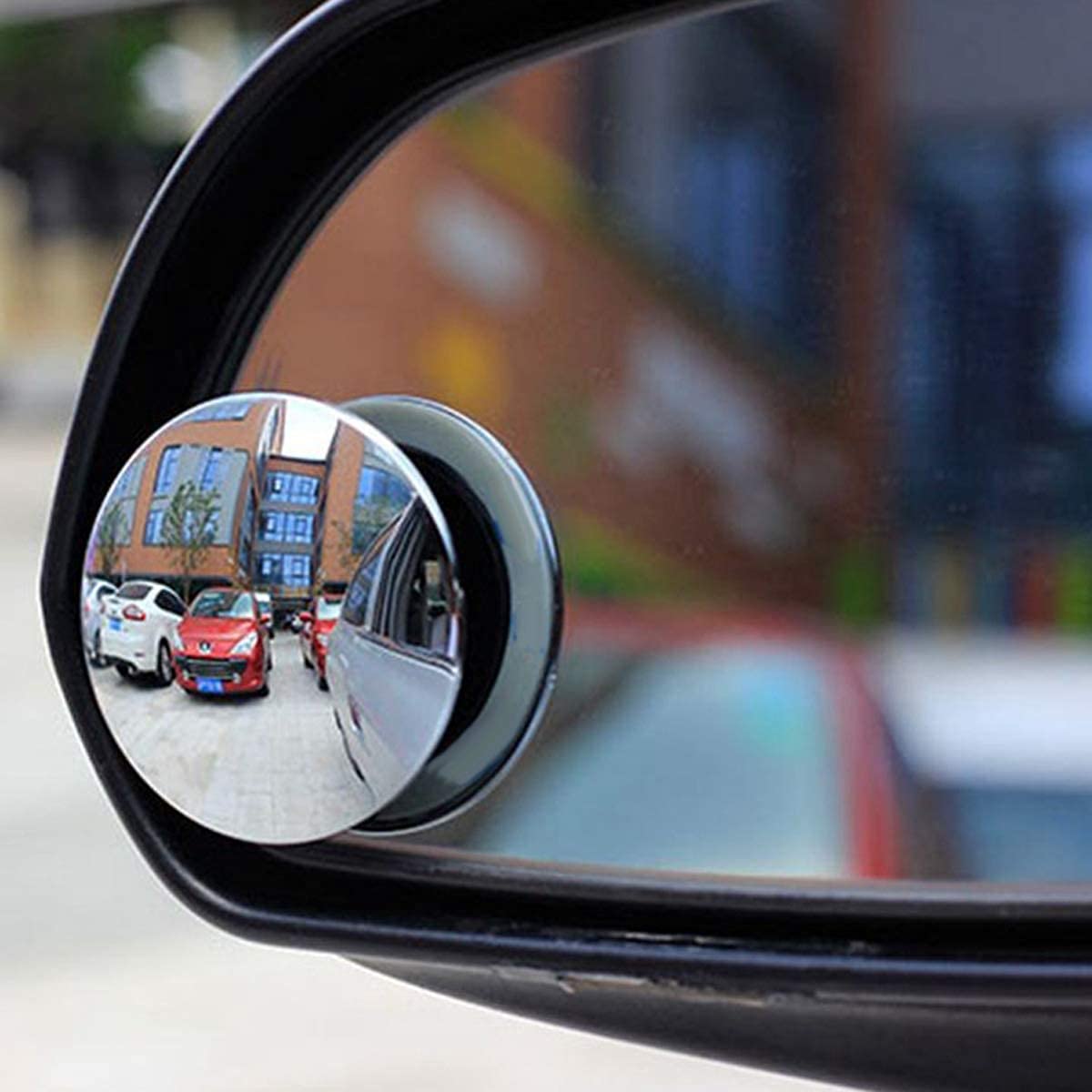 CarFrill Blind Spot Mirror, HD Glass Convex Lens Frameless Adjustable Blind Spot Mirror for All Universal Vehicles Car Stick-on Design (Round 2 Pic))