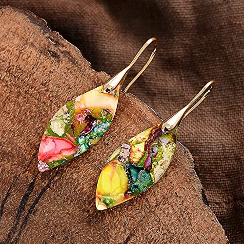 Boucles d'oreilles pierres de couleur naturelle et crochet élégant WXKAGF