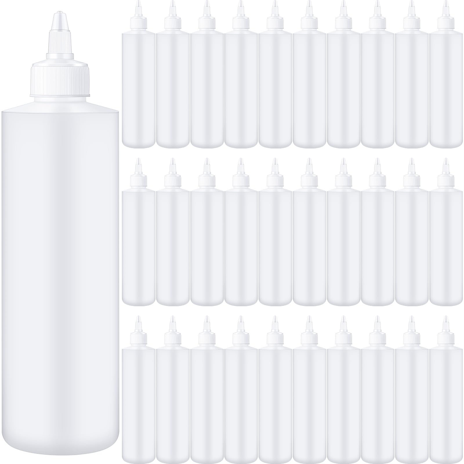 Irenare 30 Pack Plastic Condiment Squeeze Bottles for Sauces Empty Squirt Bottle with Top Cap for Condiment BBQ, Dressing, Paint, Workshop, Crafts(