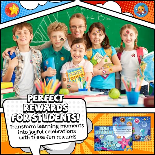 HORIECHALY Scented Stickers with Award Certificates for Kids, 32 Sheets Scratch and Sniff Stickers & 16 Reward Cards for School, 8 Scents Smelly Motivational Awards Kit for Teachers, Parents, Students