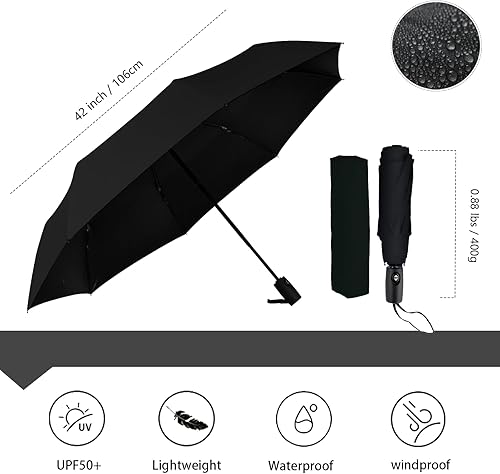 Miniatura 3 de ALFROTEY Mini paraguas de viaje plegable para lluvia con protección anti-UV, ligero, compacto, ideal para mochilas y bolsos, perfecto para mujeres y