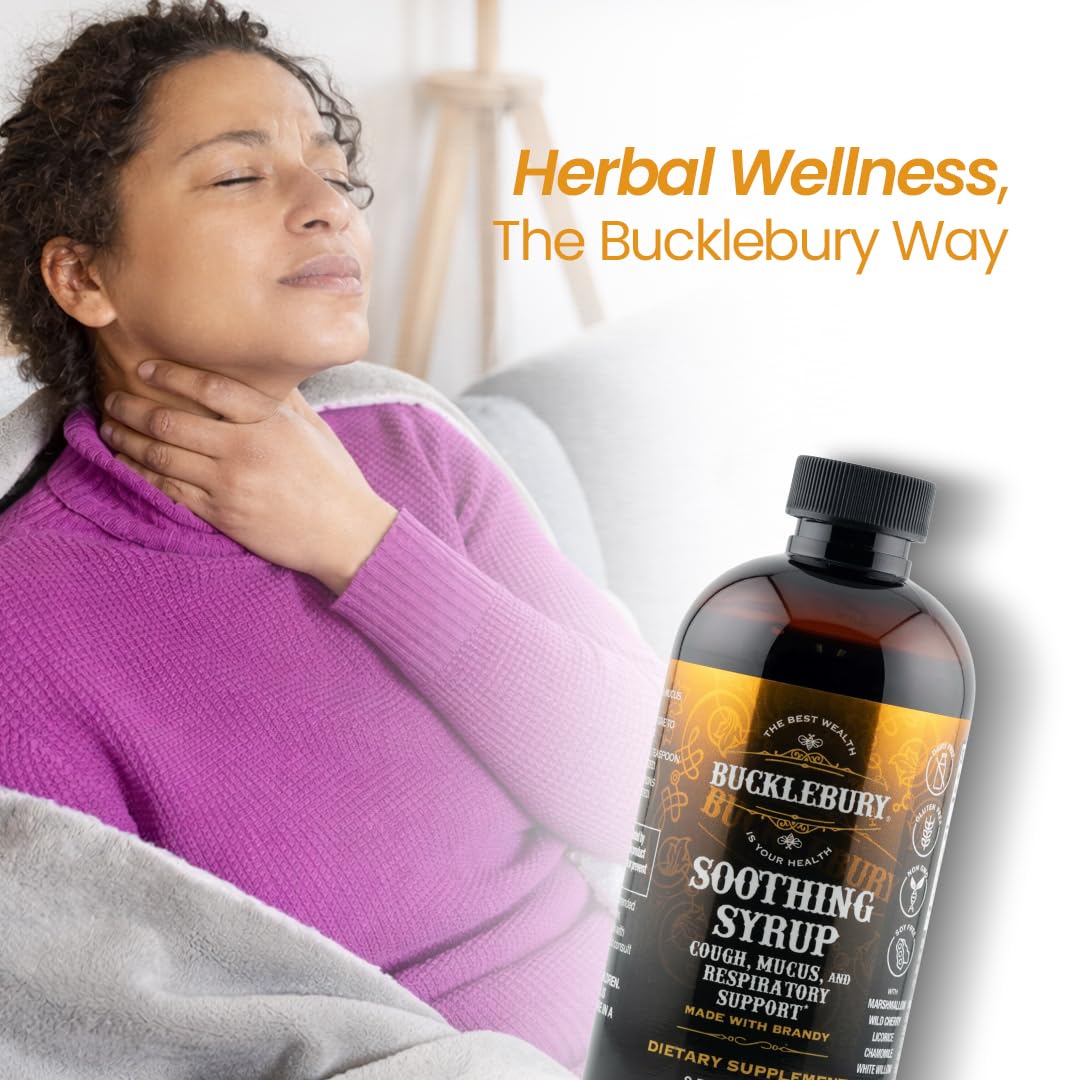 BUCKLEBURY Cough Syrup for Adults & Kids – Premium Soothing Herbal Supplement with Wild Cherry Bark & Marshmallow Root – Natural Cough Syrup for Sinus, Bronchi, Throat, and Respiratory Support – 8 oz — Amazon image 4