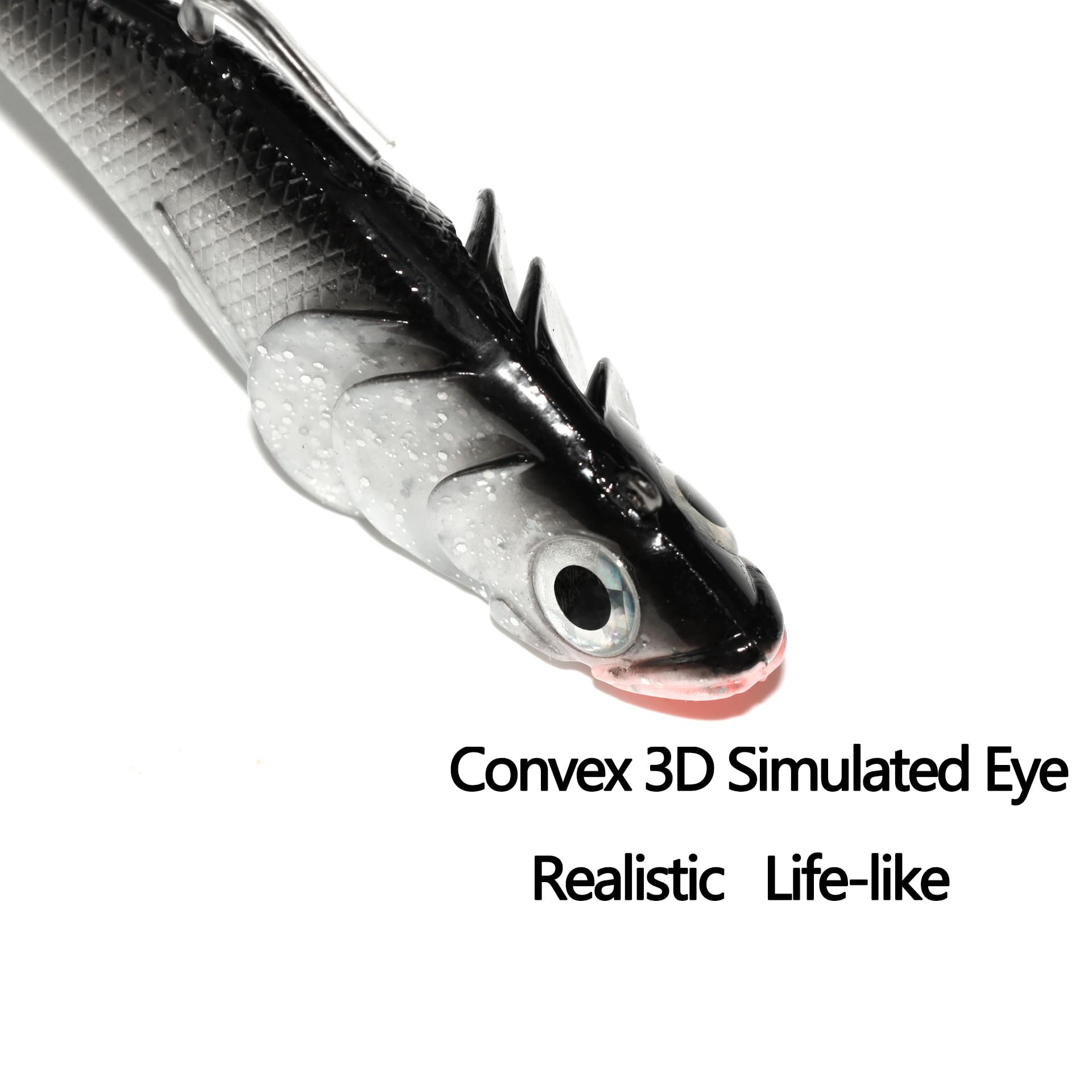 Big Jig Worm Lures Swimming Bait Soft Plastic Fishing Lure for Bass, Crappie, Trout, Pike, Sea Bass, Redfish, Striper,Fishing Lures for Freshwater & Saltwater (Black Glitter-1 Piece) : Sports &