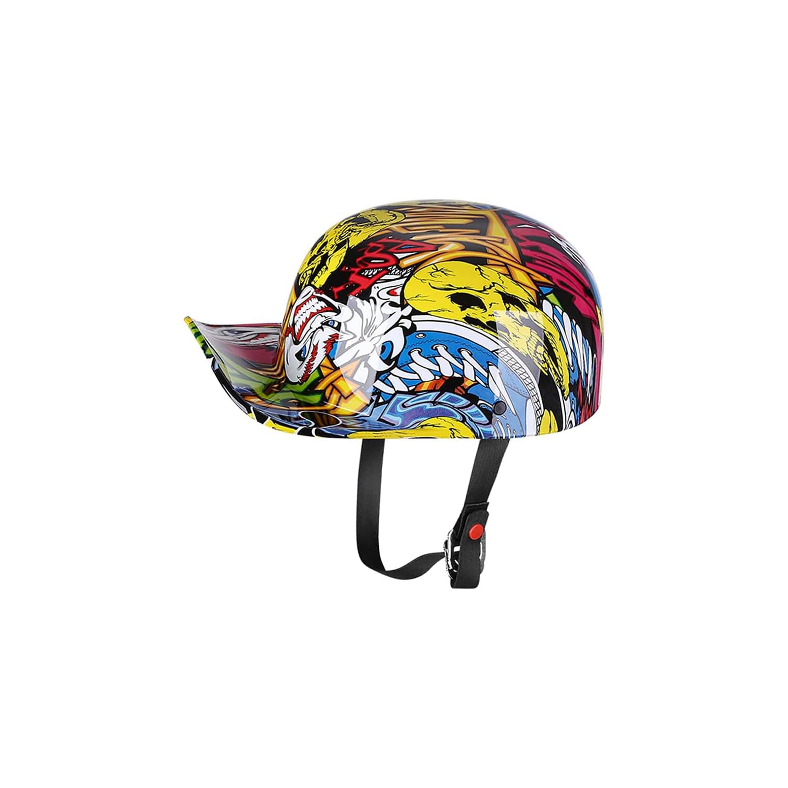 THE WHITE SHOP Vintage Motorcycle Helmet Men and Women Adults Open-Face Motorbike Helmets Retro Half Helmet Fashion Baseball Cap Casco (Color : Matte-black-XL)