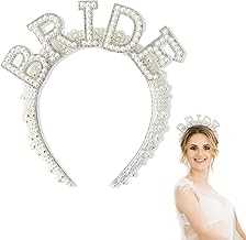 Bride to Be Pearl Embellished Crown Headband – Women's Bridal Shower Costume Accessory with Pearls and Rhinestones – Versatile Elegant Bridal Headpiece for Weddings and Celebrations