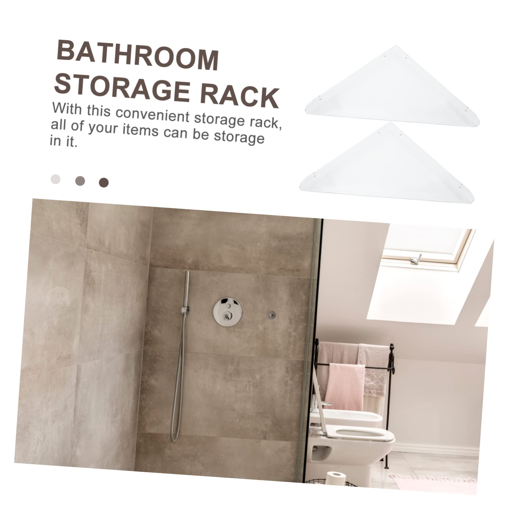 Estante de Esquina para Baño de Acrílico, 1 Juego, Montaje en Pared | Organizador Mural para Ducha, Diseño Triangular Transparente, Almacenamiento Práctico