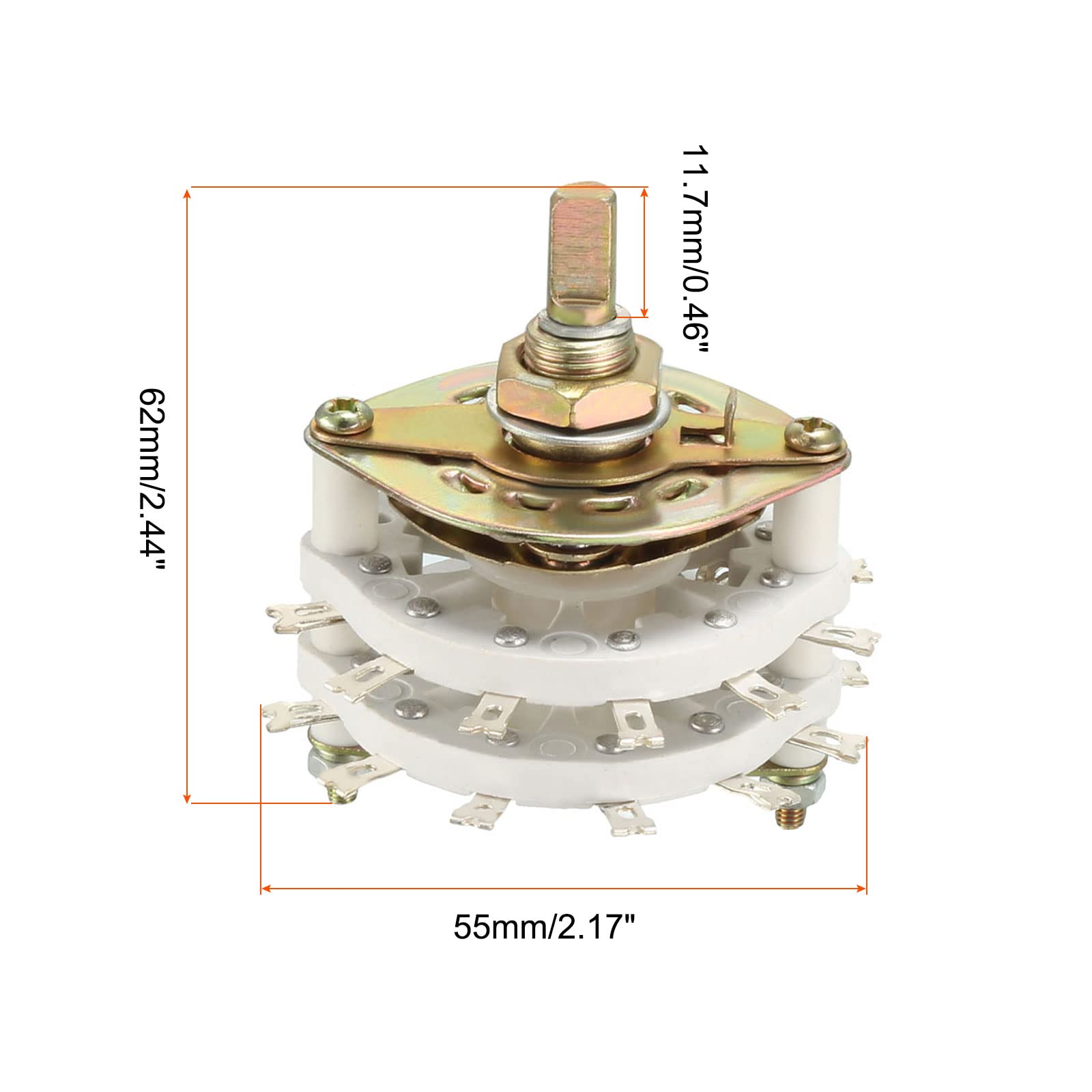 Rebower Band Selector Rotary Switch 2P7T 2 Pole 7 Position, 2 Deck [for Radio, TV, Industrial Machine Control Unit] - 1 Pcs