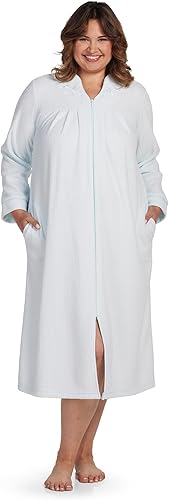 Miniatura 3 de Miss Elaine Bata larga de felpa cepillada para mujer, bata con cremallera, ropa de dormir y ropa de descanso