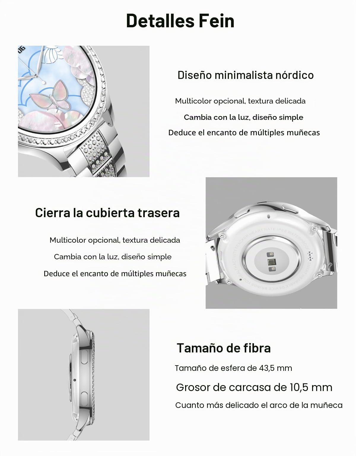 findtime Reloj inteligente para mujer, reloj inteligente dorado y plateado, reloj de presión arterial, rastreador de fitness con llamada Bluetooth, monitor de frecuencia cardíaca, oxígeno en sangre