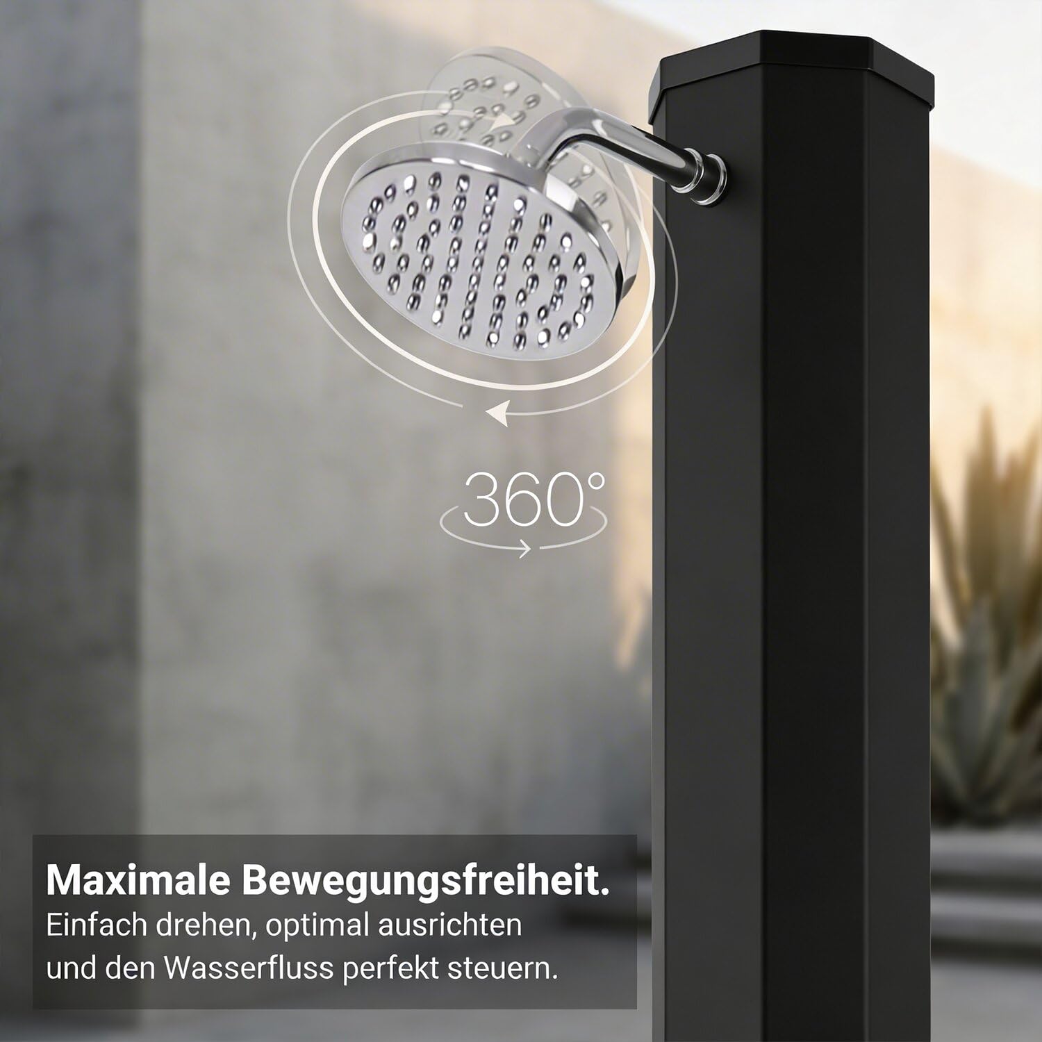 novaterra® Doccia solare nera con serbatoio da 60L - Doccia da giardino e da campeggio con elemento di base, soffione a pioggia, doccia per piedi, copertura protettiva e ripiano, doccia solare da