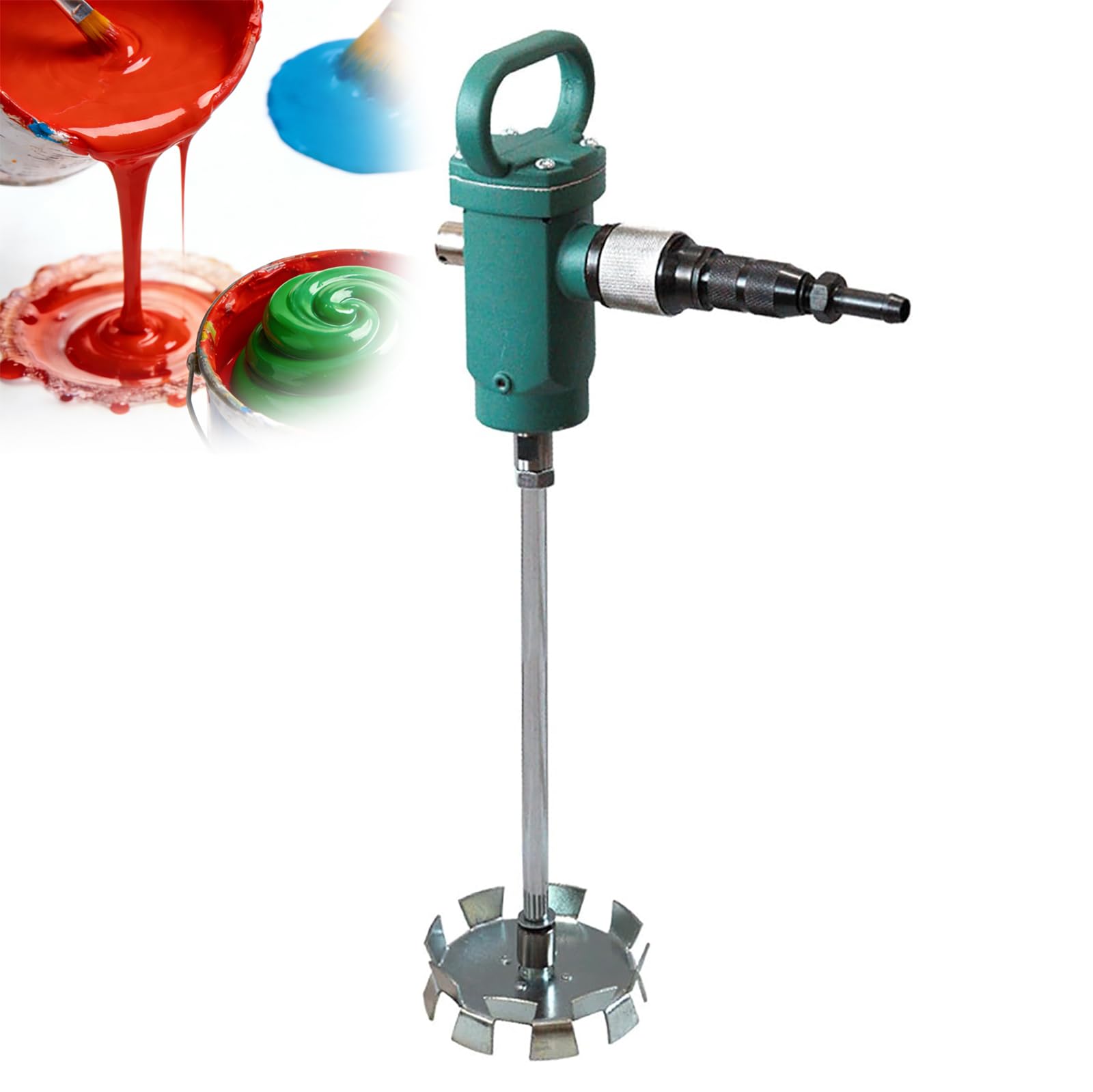Pneumatischer Mixer, 20 l Handbeschichtungs-Rührwerk mit Aluminiumklinge, 304 Edelstahl, 60 cm Stange, Leerlaufdrehzahl 1800 U/min, ideal für Lebensmittel, Chemikalien, Beschichtungen
