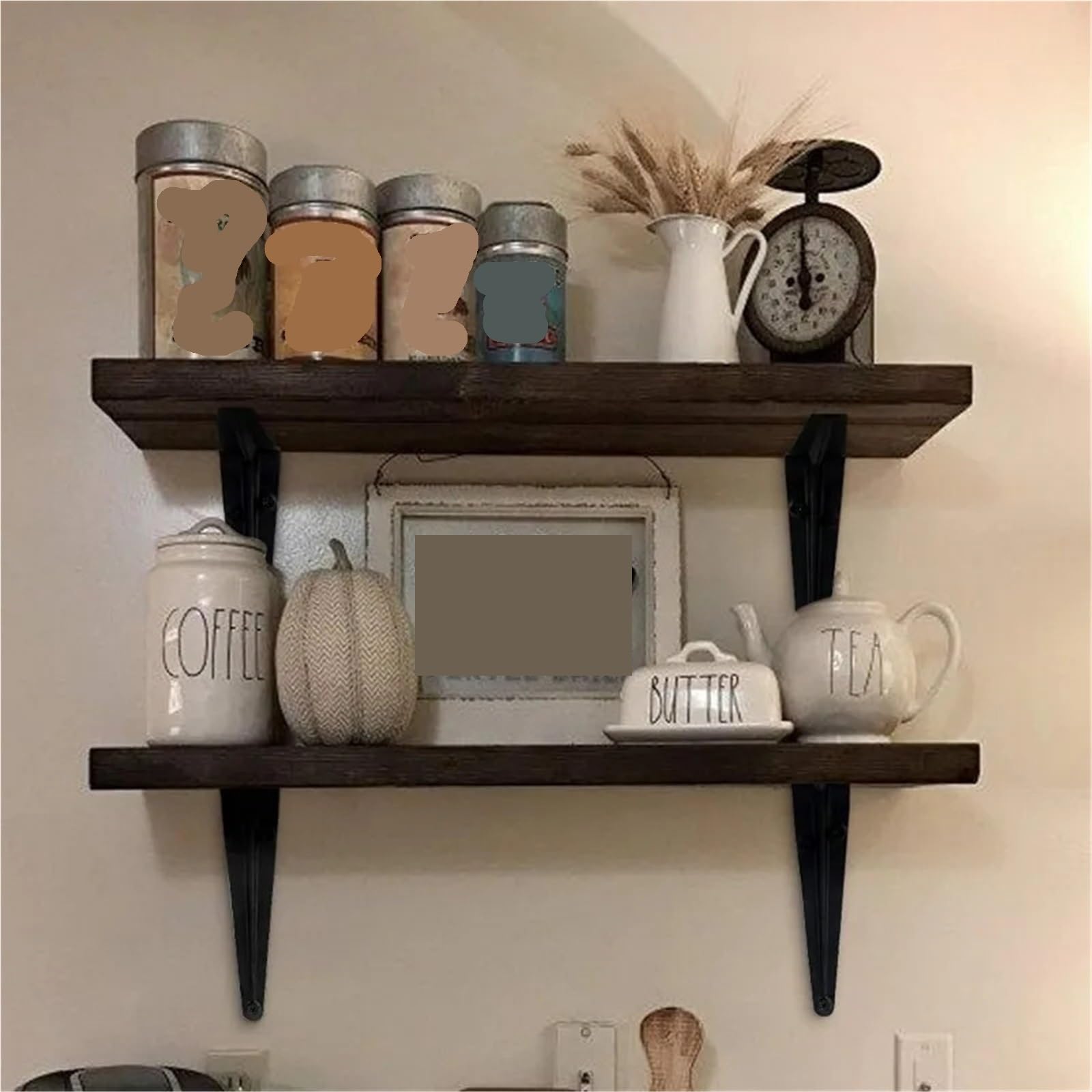 Soportes En L for Estante, Soporte Flotante De 8 Pulgadas, Acero Negro Resistente for Montaje En Pared Decorativo, Ángulo De Junta Con Tornillos, 10 Uds.
