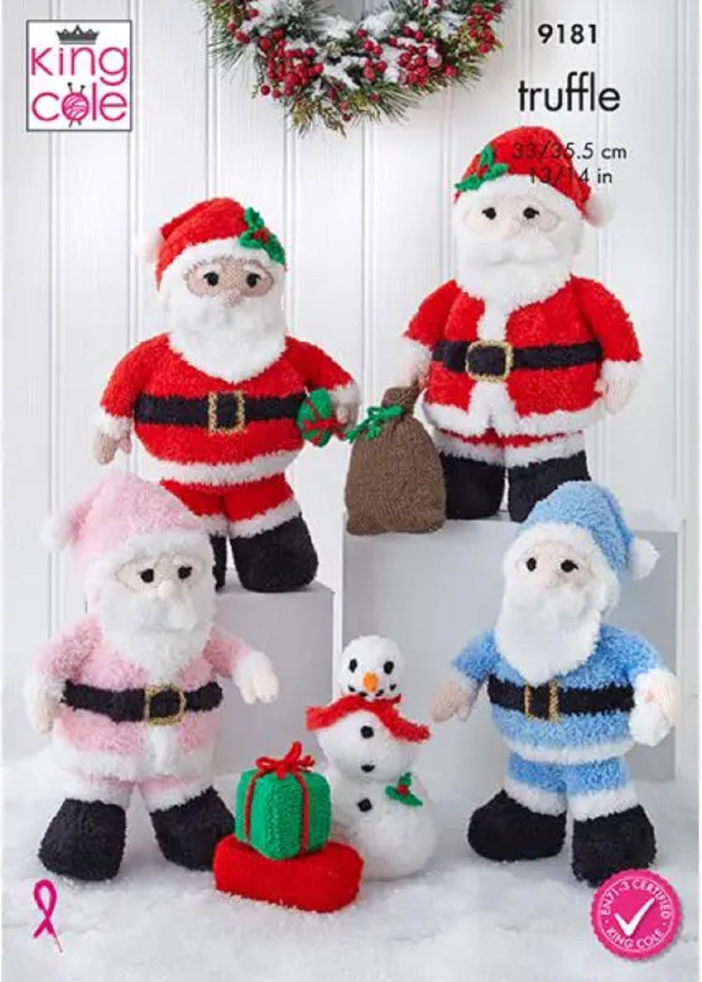 King Cole Christmas Knitting Pattern Truffle Small & Large Seasonal Santas (9181)