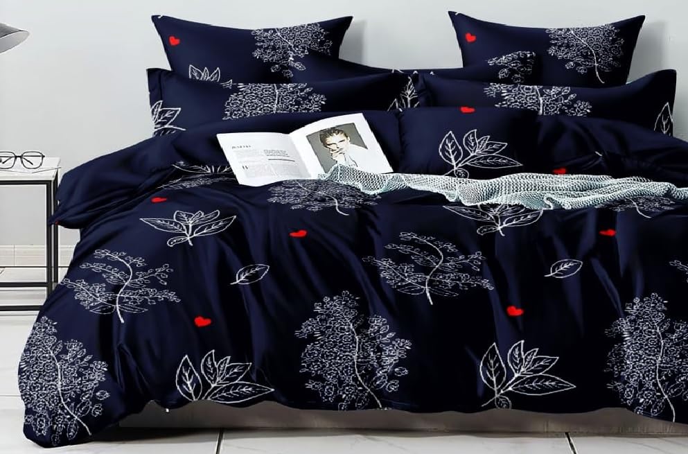 Image of 1 Reversible Comforter Super King Size 108 x 108 Both Side Same Print 1 Bedsheet King Size 108 * 108 inches and 2 Pillow Cover 4 Pieces Bedding Set | AC Quilt | AC Dohar (Design-26)