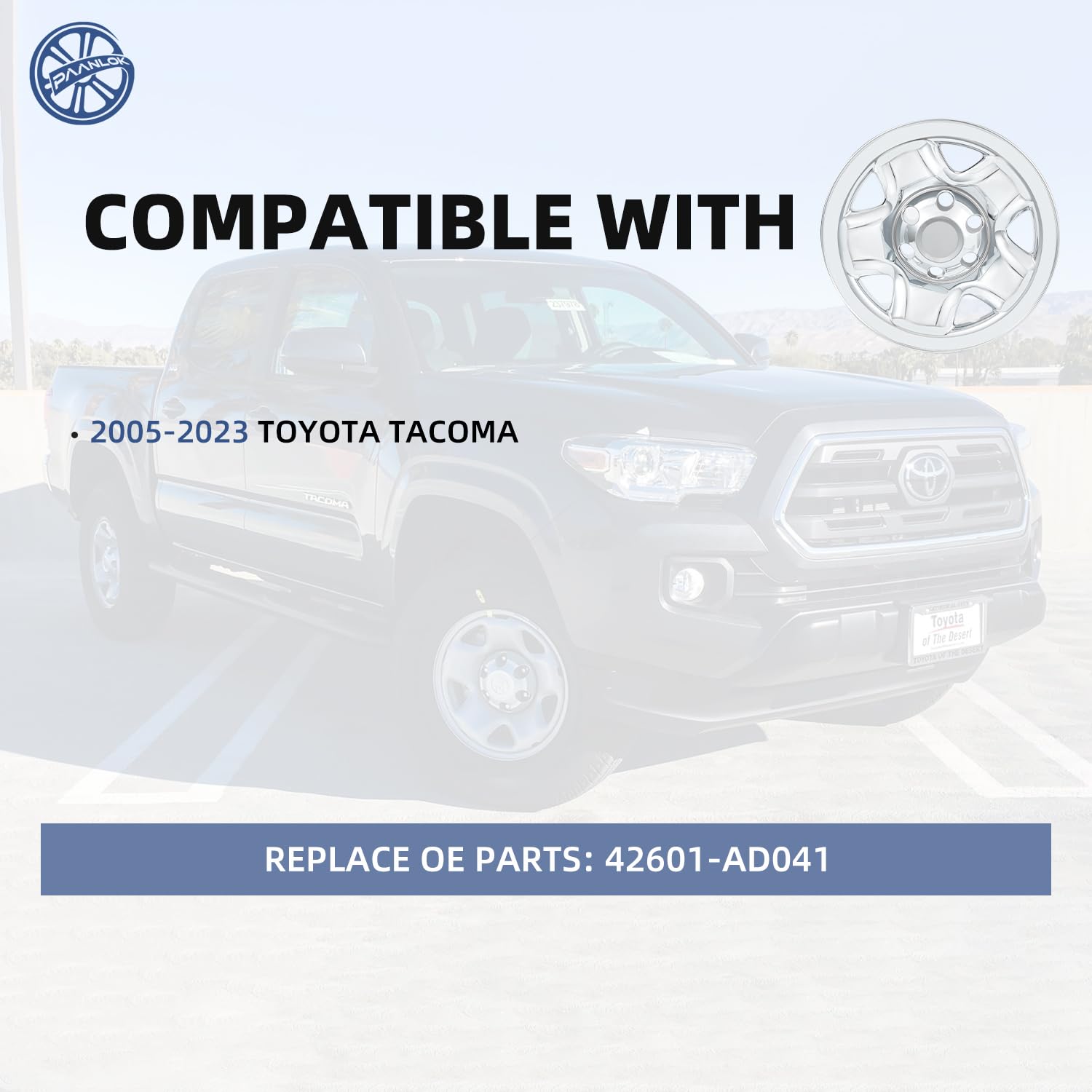 Paanlok Wheel Skins Compatible with 2005-2023 Toyota Tacoma, Set of 4 Packs 16 Inch Hubcaps, (4 Pack 16