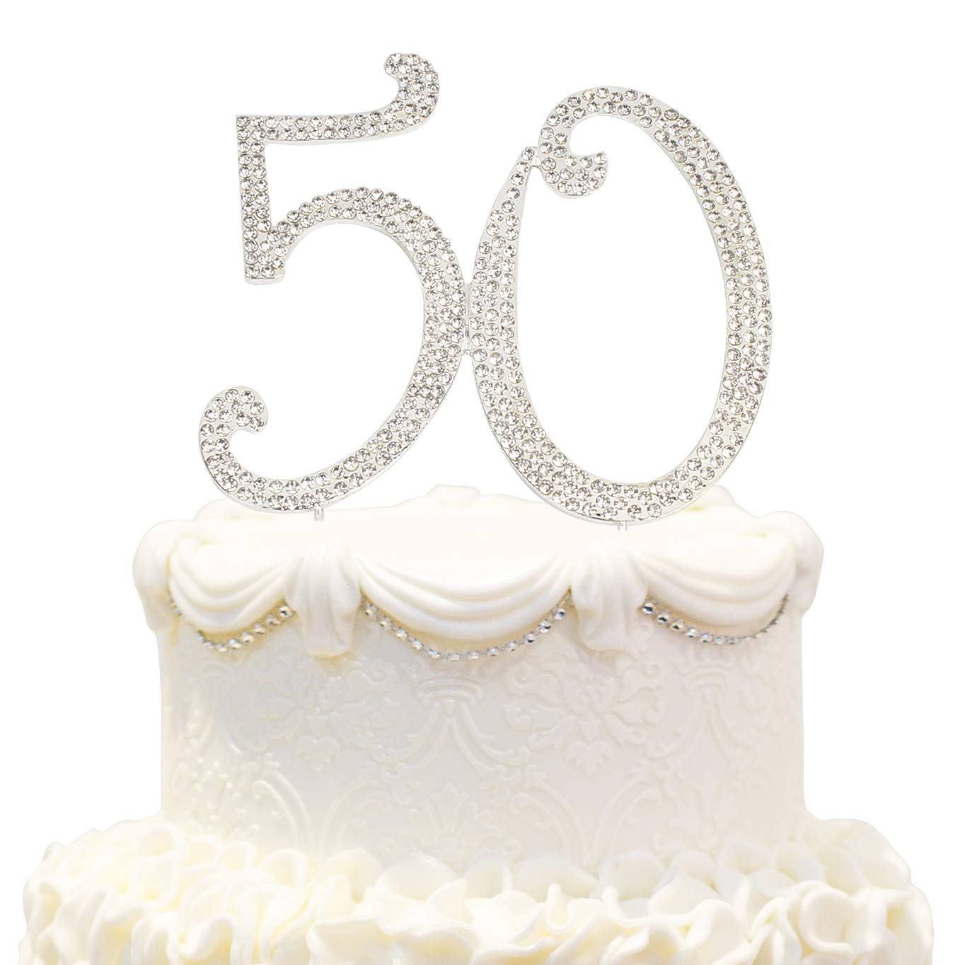 Toddmomy Golden '50' Cake Topper - Bling Rhinestone 50th Birthday & Anniversary Decoration - View #7