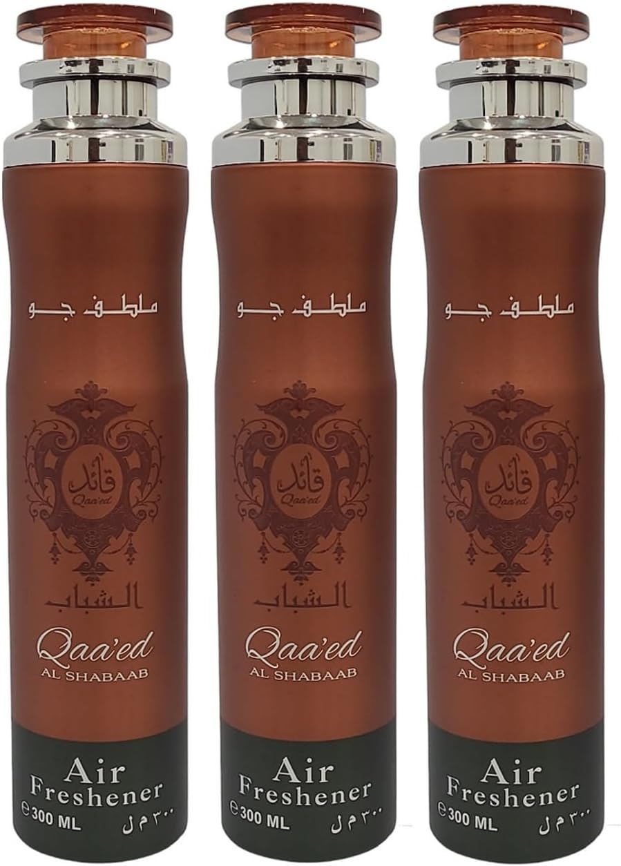 Arabian Air Freshener Bundle (3 x 300ml) Dubai, Luxury Scent, Long Lasting Fragrance (3 x Qaa'ed Al Shabaab)