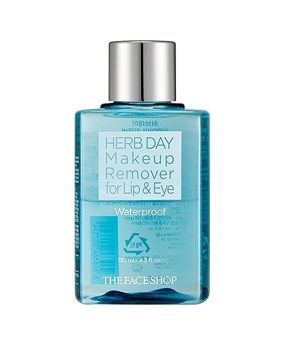 THE FACE SHOP Herb Day - Removedor de maquillaje de labios y ojos, impermeable, suave y limpio, grueso, adecuado para todo tipo de piel, 4.4 onzas