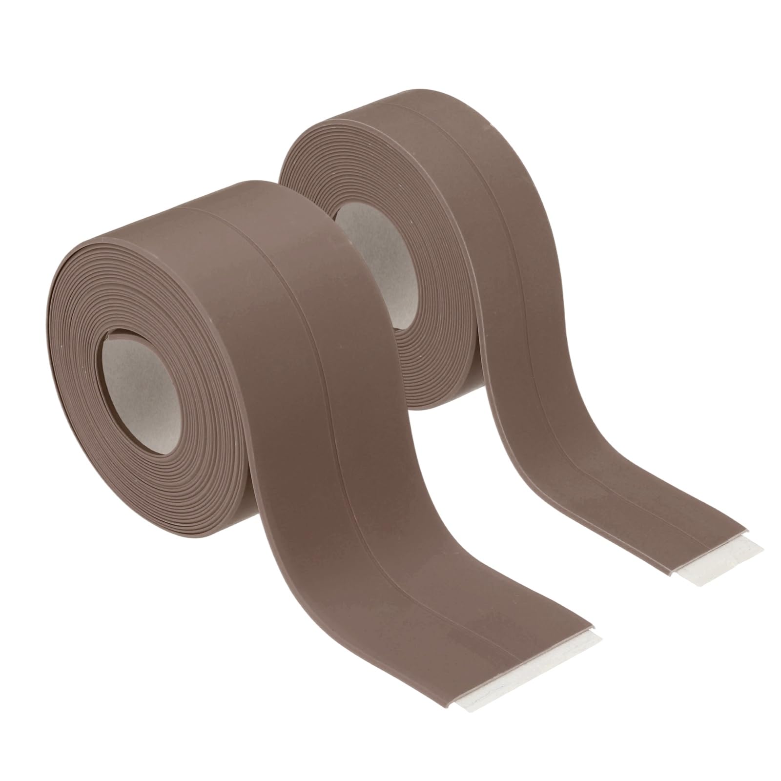 sourcing map 2 Rolls Caulk Tape Waterproof Self-Adhesive, Sealant Caulk Strip for Bathroom Bathtub Toilet Kitchen Countertop Floor Wall Edge Protector, Brown, 0.9"x10.5ft, 1.5"x10.5ft