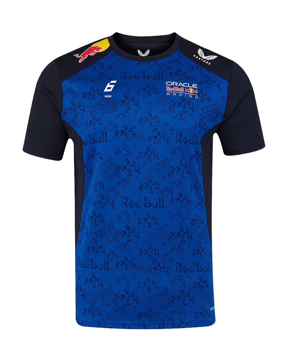 Red Bull Racing Unisex Navy Blue And Racing Blue F1 Team, Official Castore 2026 Merchandise, Teamwear Isack Hadjar Drivers T-Shirt, Tee, Jersey, (Uk, Alpha, M, Regular, Regular)