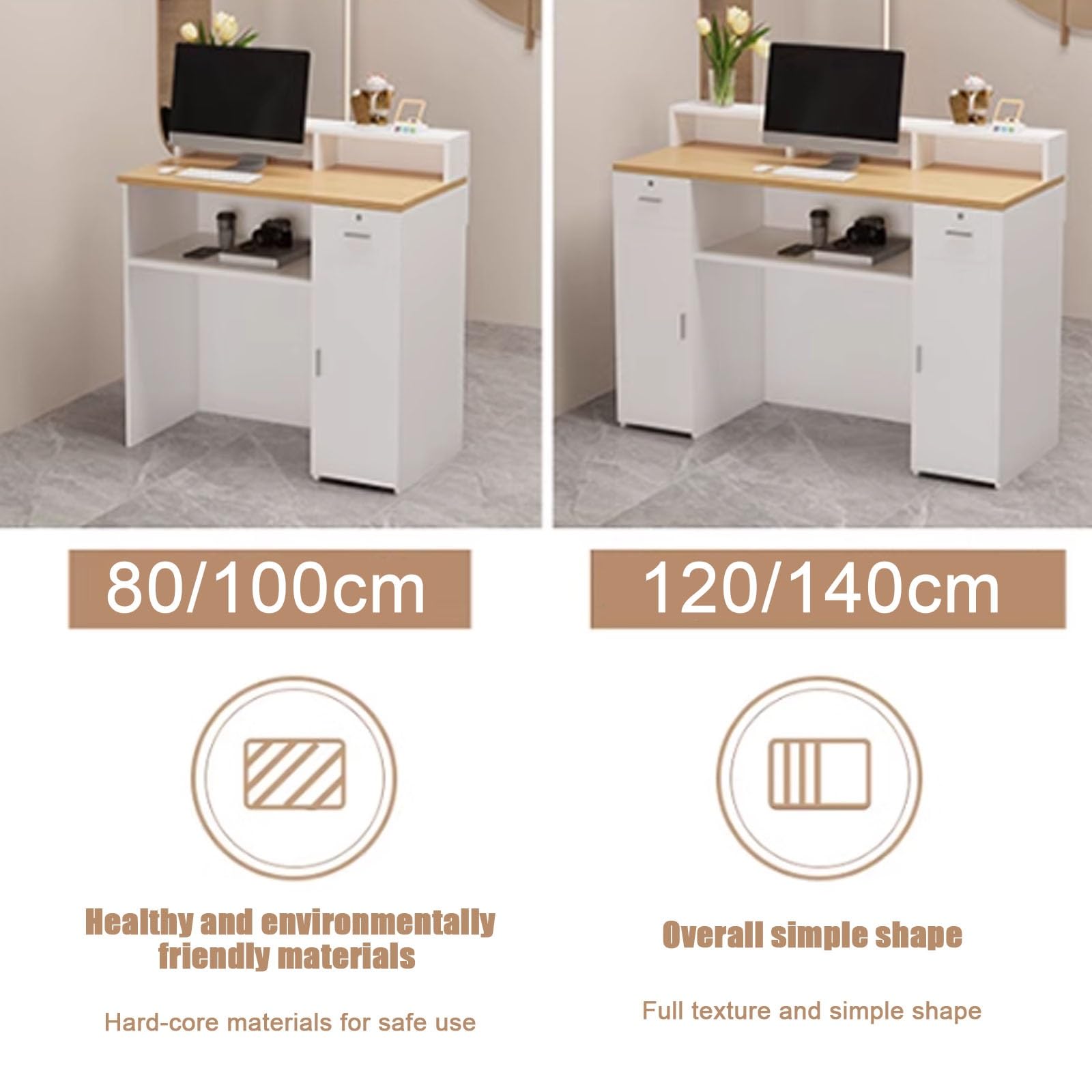 Moderner Empfangstresen Fürs Büro, Empfangstresen Mit Abschließbaren Schubladen, Empfangstresen Mit Stauraum, for Die Lobby des Schönheitssalons Im Büro(Black,80cm/31.5in)