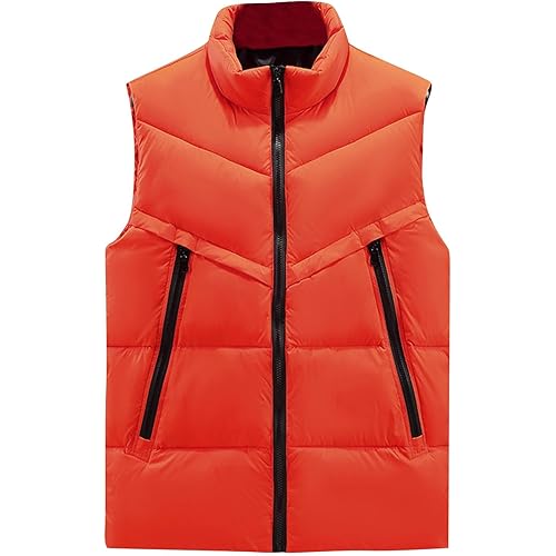 Men’s Puffer Vest Winter Warm Sleeveless Jacket Lightweight Stand Collar Zipper Quilted Outerwear