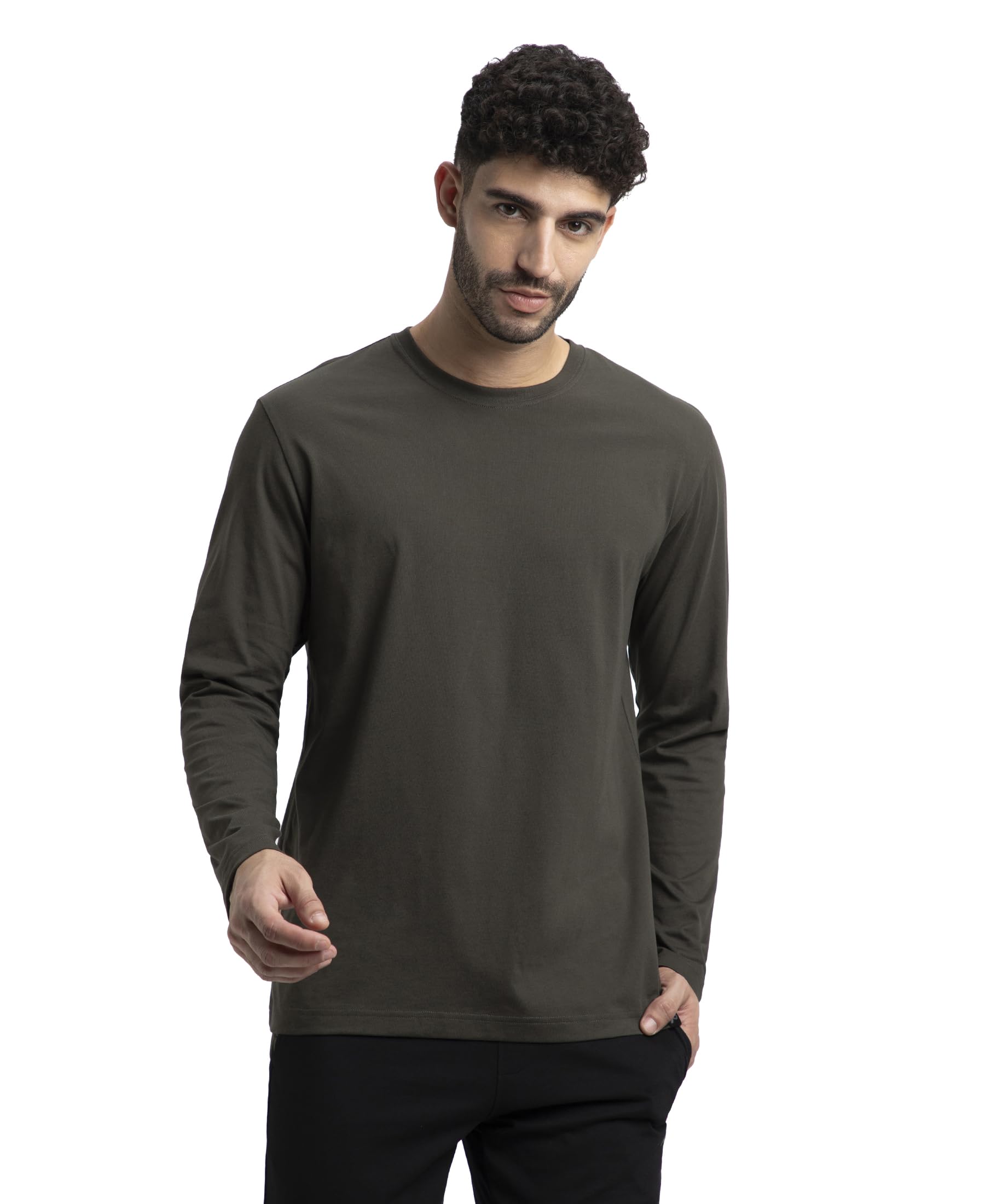 Jockey AM95 Men's Super Combed Cotton Rich Solid Round Neck Full Sleeve T-Shirt
