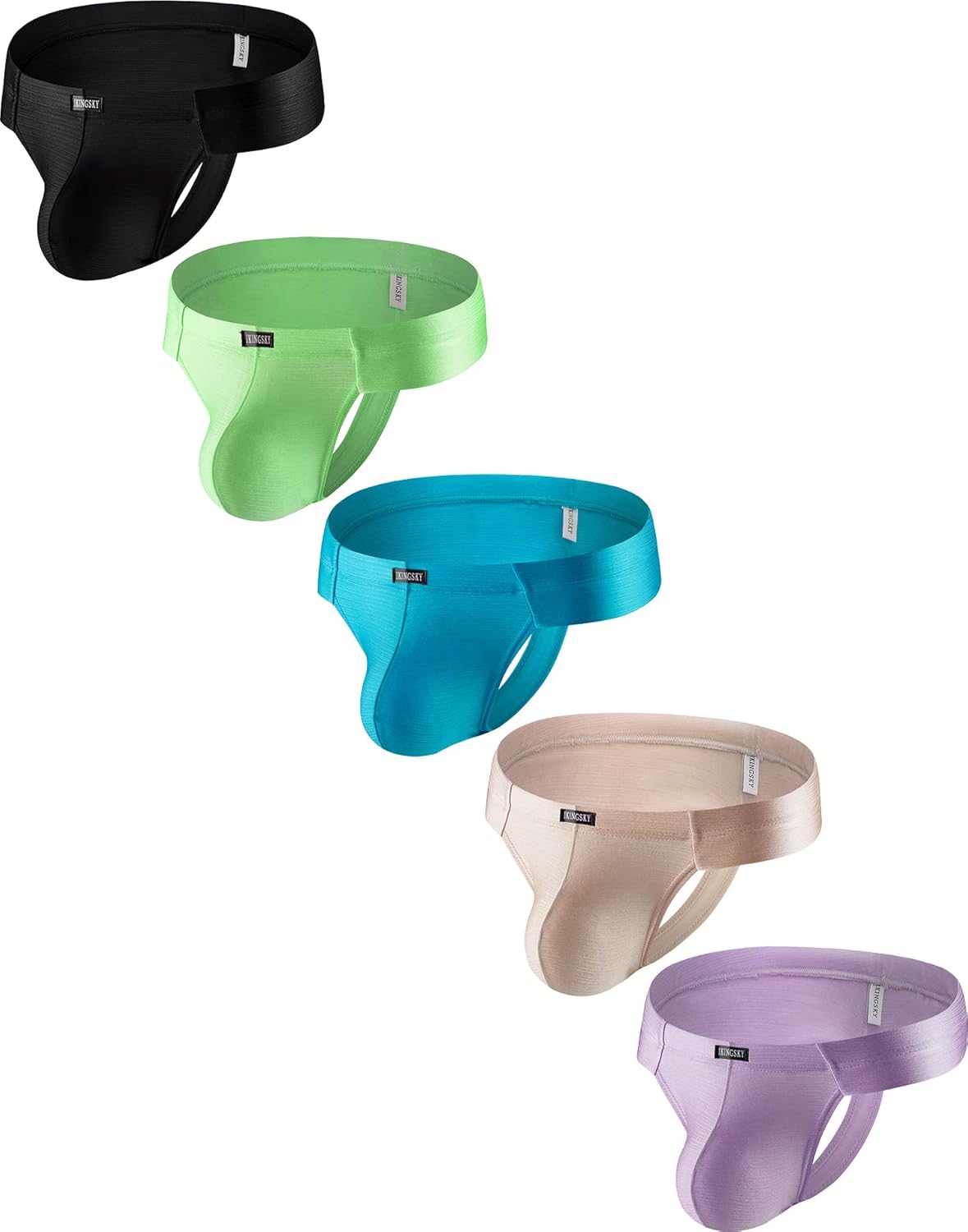 iKingsky Men's High Stretch Cheeky Thongs Silky Mini Cheek Underwear Sexy Low Rise Bulge Under Panties for Men