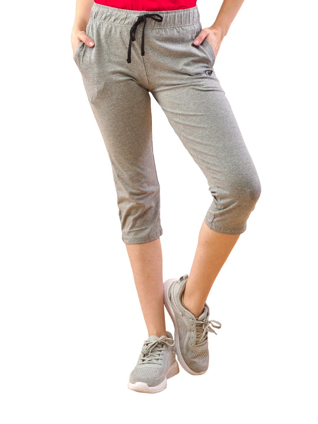 Lyra Women's Capri Pant Cropped Jogger with Side Pockets & Drawstring | Stretchable Relaxed-Fit Casual Lounge Track Pants