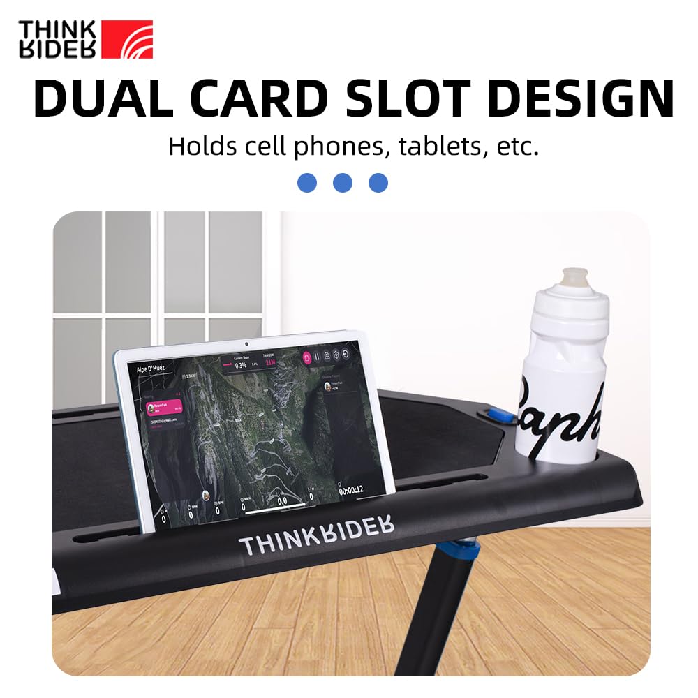 ThinkRider Mesa de bicicleta ajustable – Carrito para ordenador portátil para bicicleta estática o bicicleta – Entrenamiento mientras trabajas o viendo la televisión, mesa de pie