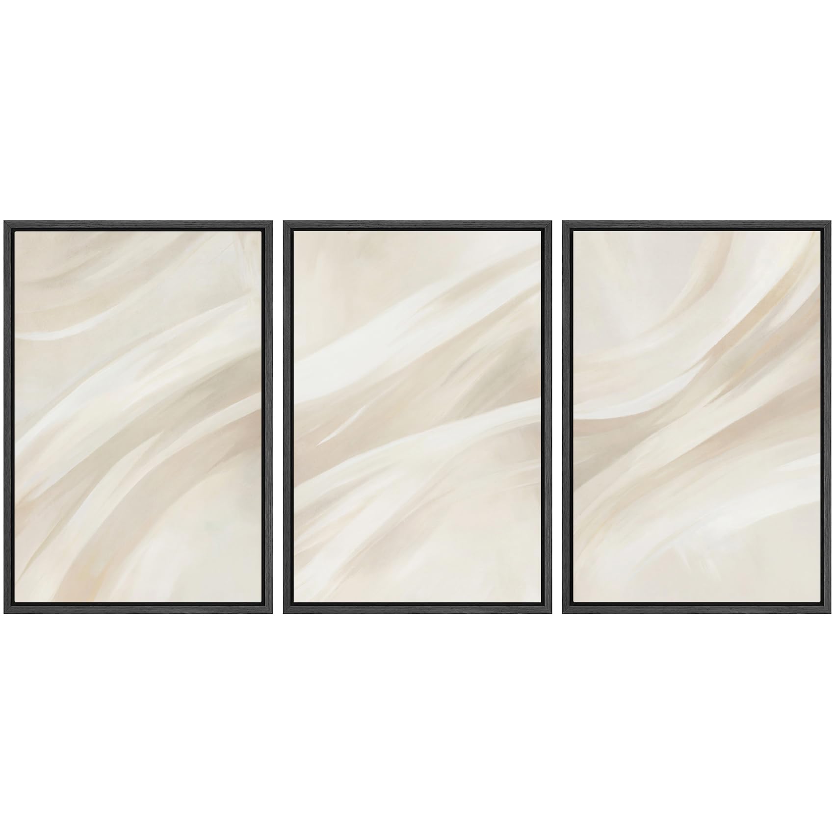 SIGNWIN Framed Canvas Print Wall Art Set Blue White Grunge Geometric Pattern Abstract Shapes Cozy Neutral Decorative Contemporary Minimal for Living Room, Bedroom, Office - 24"x36"x3 Natural — view 76