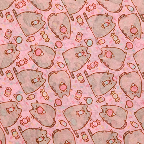 Pusheen the Cat Tossed Eating Ice Cream Lightweight Polyester Women's Scarf, Pink, One Size2