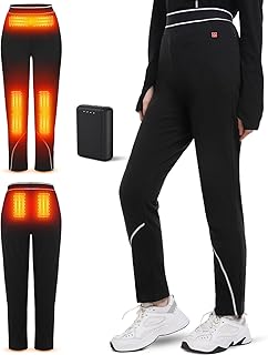FERNIDA Women Heated Pants, Heated Trousers Thermal Leggings Underwear Bottoms Pants with Power Bank, Women Baselayer Pants for Winter Warm and Daily Wear, 8 Heating Pads