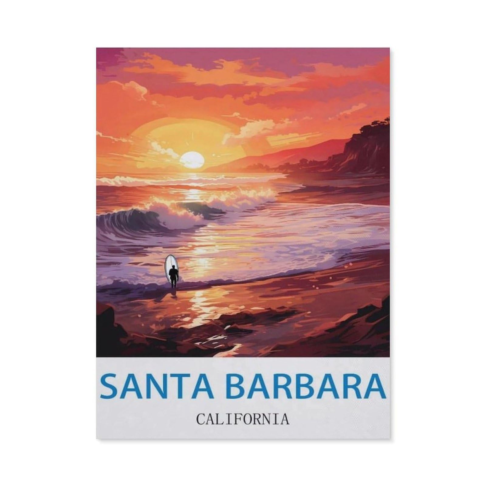 BEAYODKP 5D DIY Diamond Painting，Santa Barbara California ， Surf