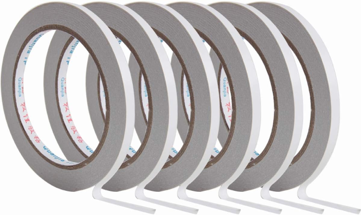 16 Rolls White Double-Sided Adhesive Tape for Scrapbooking, Photos, for Scrapbooking, DIY Craft Projects, Card Making, Gift Wrapping & School Stationery Supplies,Each Roll 21 Yards Long, 1/4 inch