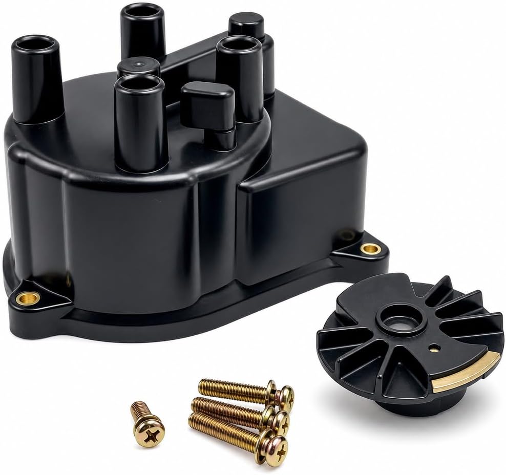 Ignition Distributor Cap & Rotor Kit Compatible with Honda Accord 1998-2002, CR-V 1997-2001, Civic 1992-2000 – Replaces 30102P54006, 30103P08003 – Complete Firing System Components