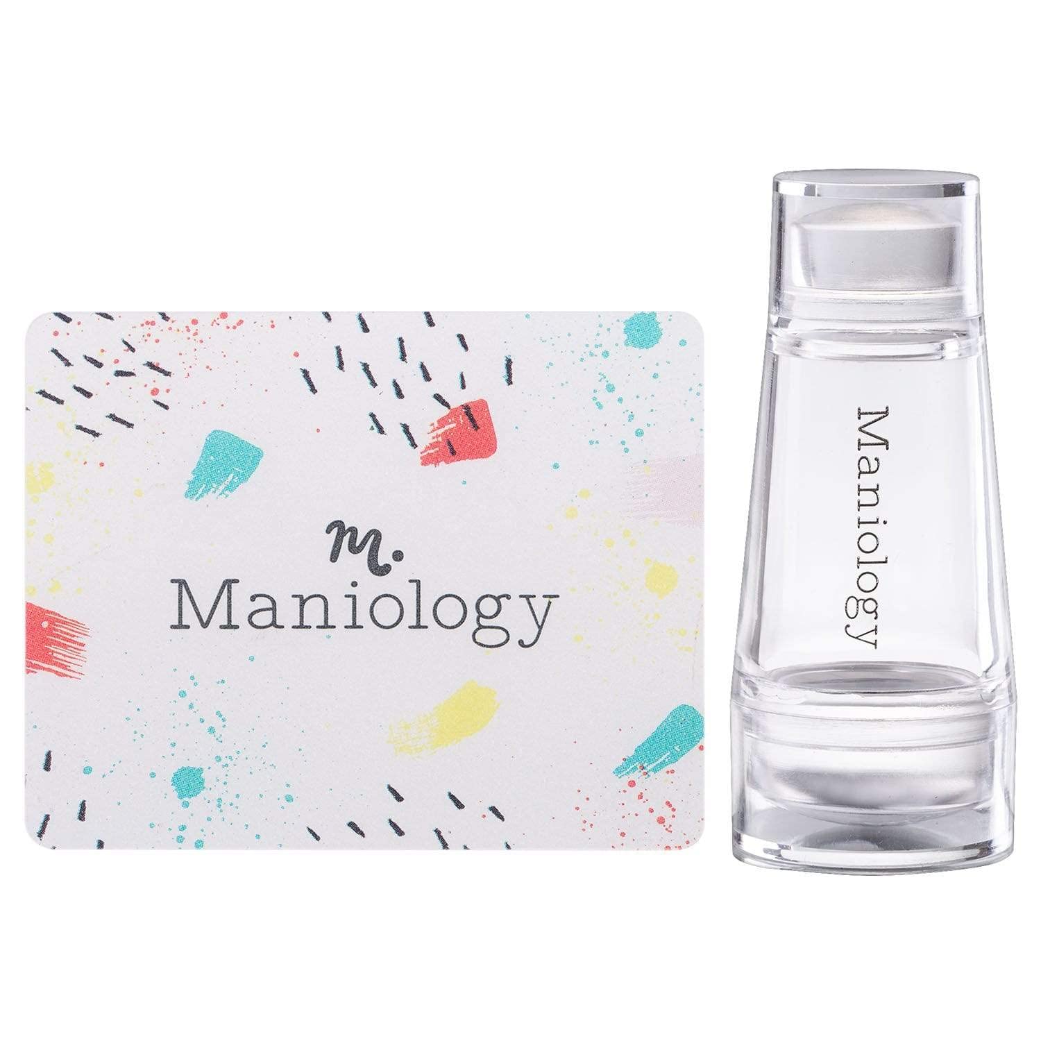 Maniology Mini Dual-Ended Clear Nail Stamper with Scraper Card | Transparent Silicone Stamper for Precise Nail Design Placement – Essential Nail Art Stamping Tool