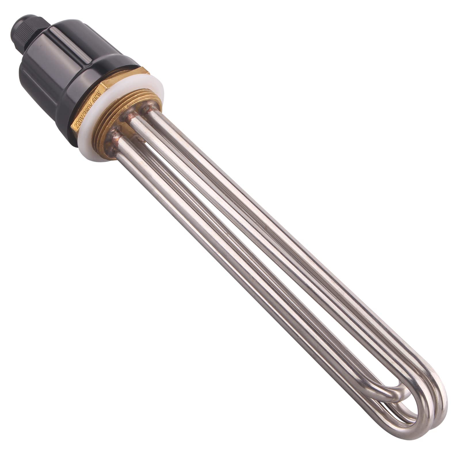 DERNORD 220V 6000W 1-1/2 Inch Heating Element U-shaped Electric Boiling Water Heater BSP Threaded Copper Flange