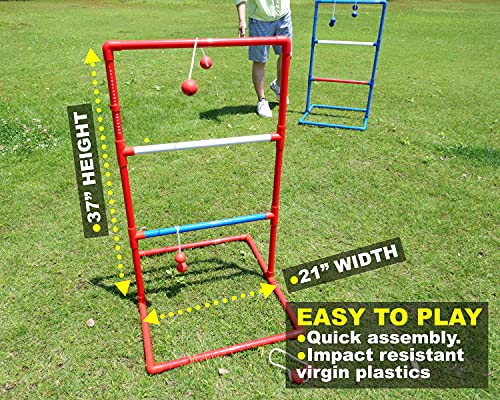 Japer Bees Ladder Ball Indoor Ladder Toss Outdoor Game Pro Series, Family, Yard, Beach And Lawn Games With 6 Soft Rubber Bolos, Heavy Duty Bars And Travel Bag(Premium) #TOP1