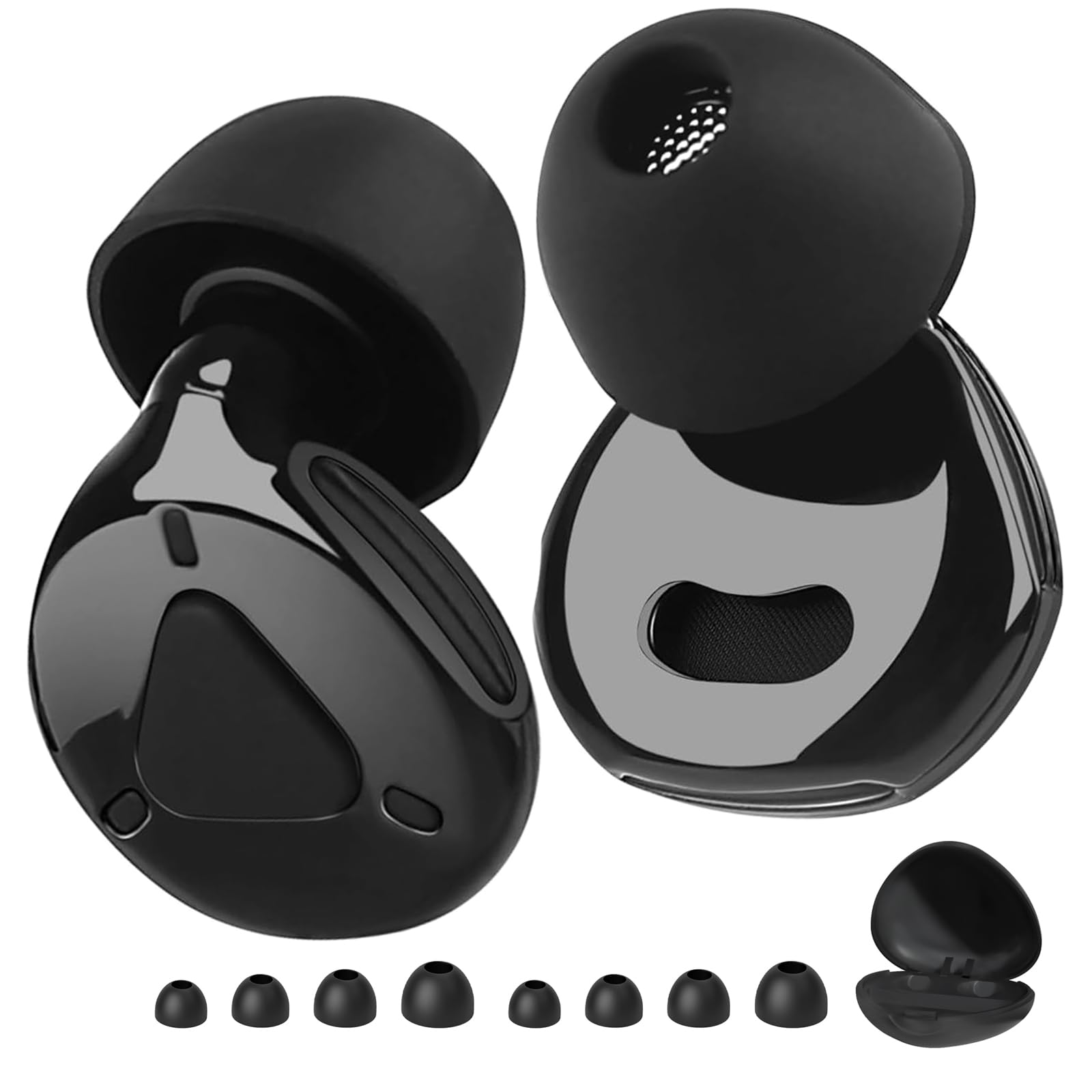 Kinyoda Ear Plugs for Sleeping Noise Cancelling 2 Sets Ultralight Reusable Sleep Earplugs with 8 Ear Tips Silicone Hearing Protection for Concert and Travel Focus Soft Earplugs for Sleep((Pure Black)-image-36