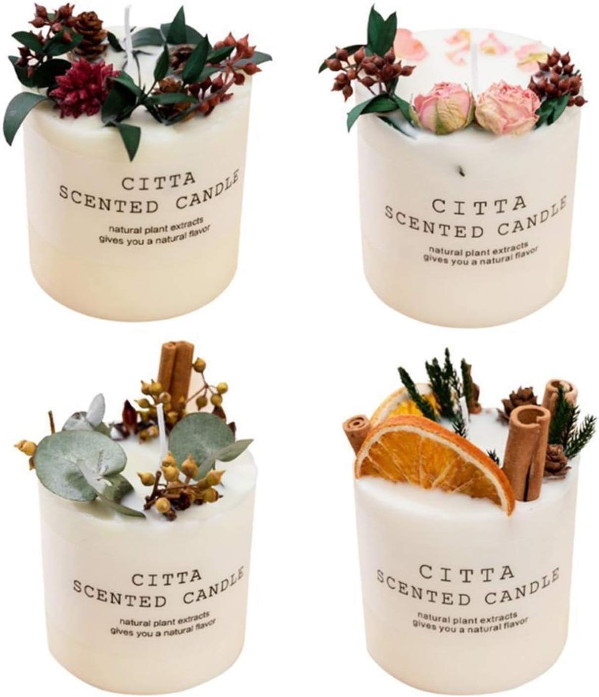 Velas Aromáticas para Regalo | Velas Decorativas | Duracion 35 horas | Velas Grandes | Velas Aromaticas | Velas Perfumadas | Decoracion hogar| Velas Aromáticas Grandes (pack por 4 una de cada una)